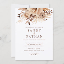 Convite de Casamento Bege Floral Boho
