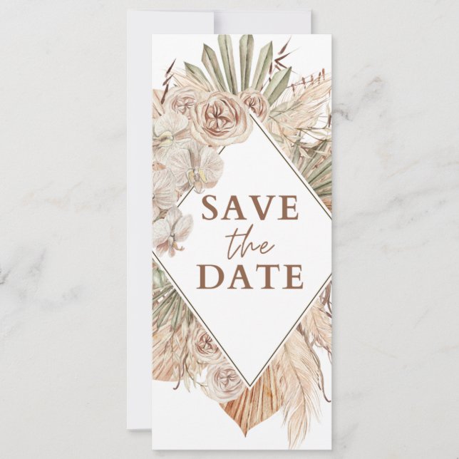 Convite de Casamento Beige Boho com Aquarela para  (Frente)