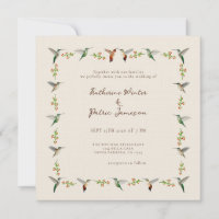 Convite de Casamento Beija-flor