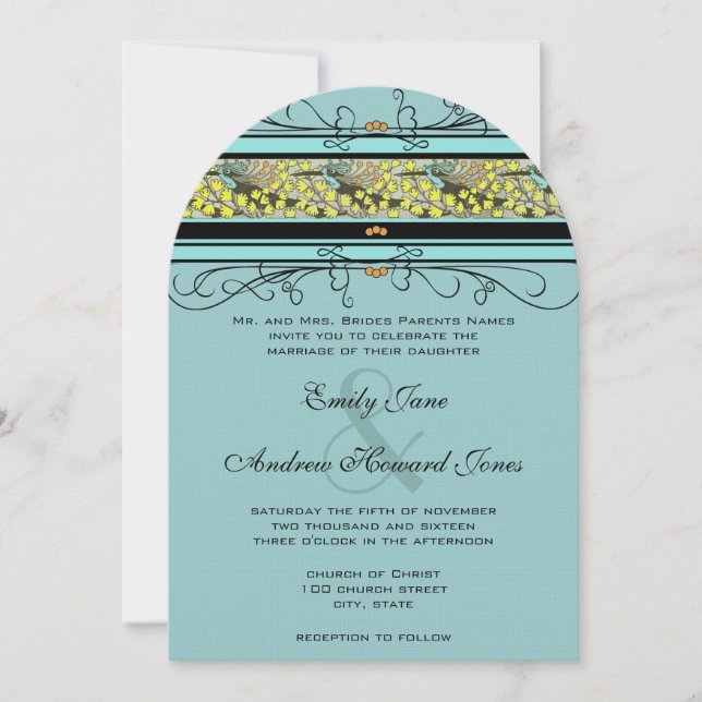 Convite de Casamento Beija-flores & Avenca (Frente)