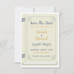 Convite de Casamento Biblioteca Book Save The Date