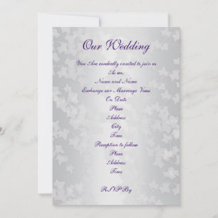 Convite de casamento, bife branco gravado em cetim