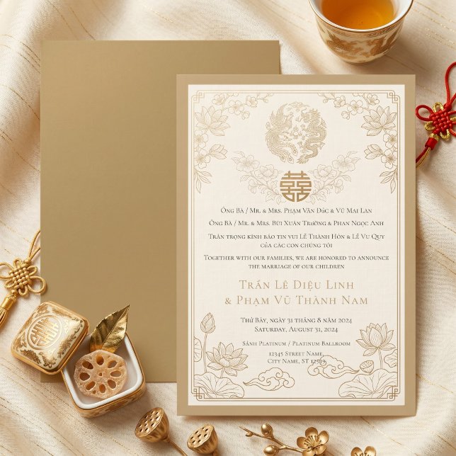 convite de casamento bilíngue vietnamita-inglês (Criador carregado)