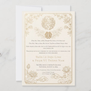 Convite de Casamento Bilingue Vietnamita Inglês QR