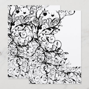 Convite de Casamento Black Birds & Swirls #31g