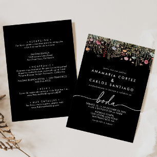 Convite de casamento Black Galant Wildflower espan