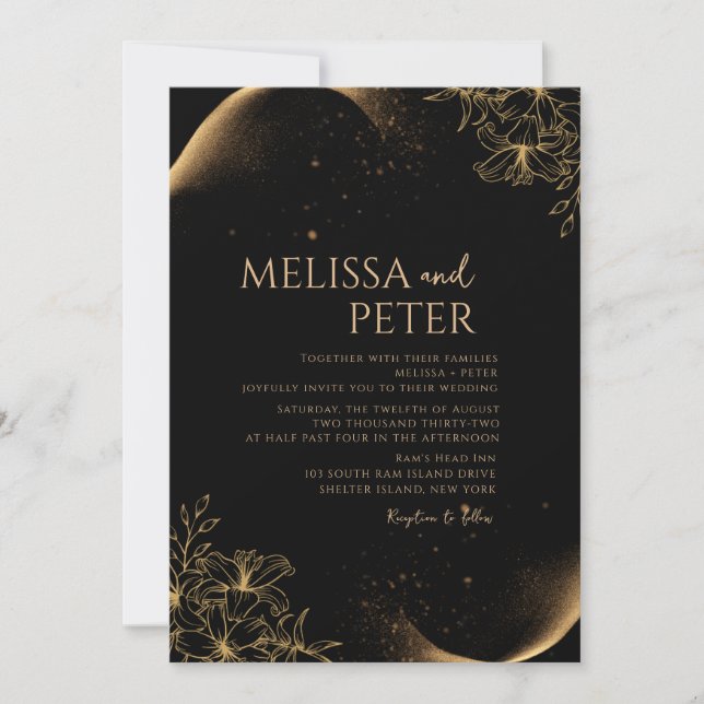 Convite de Casamento Black Gold (Frente)