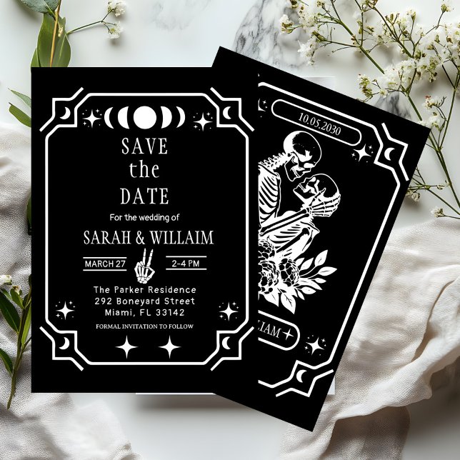 convite de casamento black tarot Goth save the dat (Criador carregado)