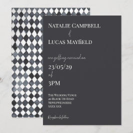 Convite de Casamento Black & White Diamond Back