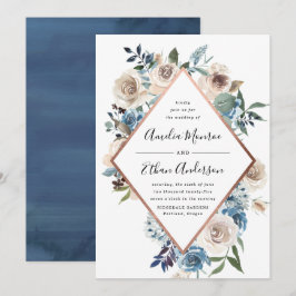 Convite de Casamento Blooming Beauty Floral Frame