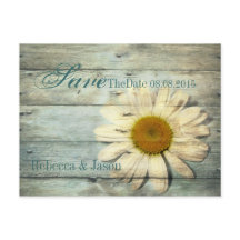 convite de casamento blue barnwood country daisy s