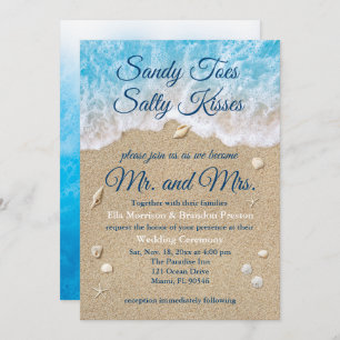 Convite de casamento Blue Beach Waves