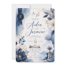 Convite de Casamento Blue Elegance