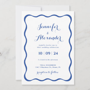 Convite de Casamento Blue Frame