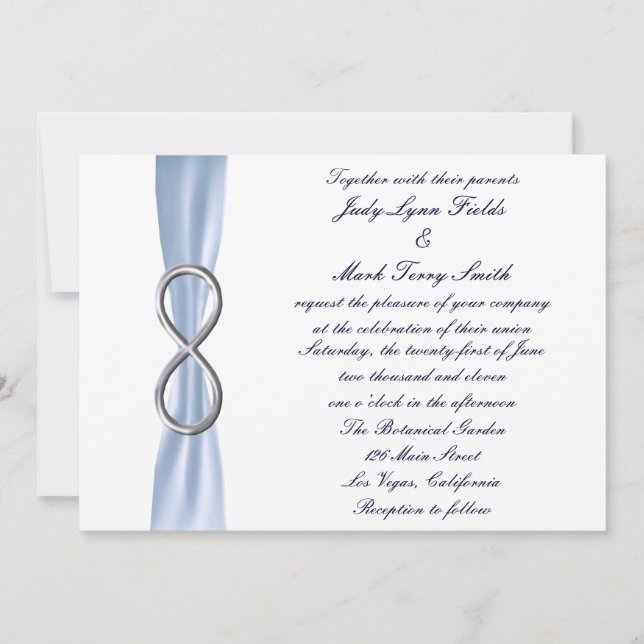 Convite de Casamento Blue Silver Infinity (Frente)