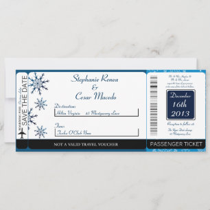 Convite de Casamento Blue Stars Boarding Pass