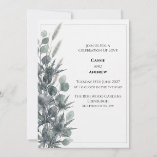Convite de Casamento Blue Thistle Eucalyptus