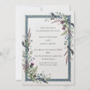 Convite de Casamento Blue Thistle Tartan