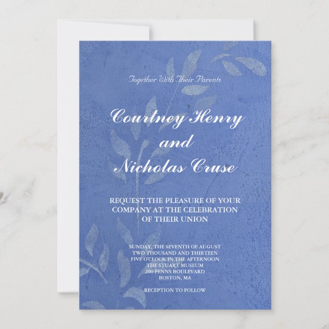 Convite de Casamento Blue Vine (Frente)