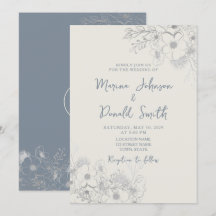 Convite de Casamento Blue Wildflower Periwinkle