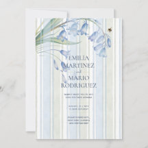 Convite de Casamento Bluebells Bees Blue Sage Botâ