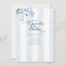 Convite de Casamento Bluebells Bees Floral Listras