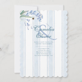 Convite de Casamento Bluebells Bees Floral Listras