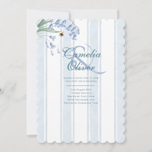 Convite de Casamento Bluebells Bees Floral Listras