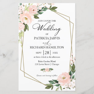 Convite de Casamento Blush Floral Orçamento 5.5x8.