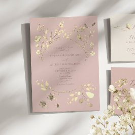 Convite de Casamento Blush Gold Wildflower