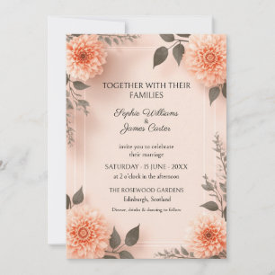 Convite de Casamento Blush Peach Dahlia
