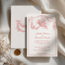 Convite de Casamento Blush Pink Toile de Jouy Pari