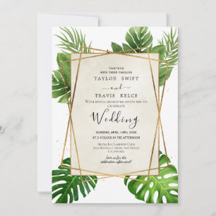 Convite de Casamento Blush Tropical Palm