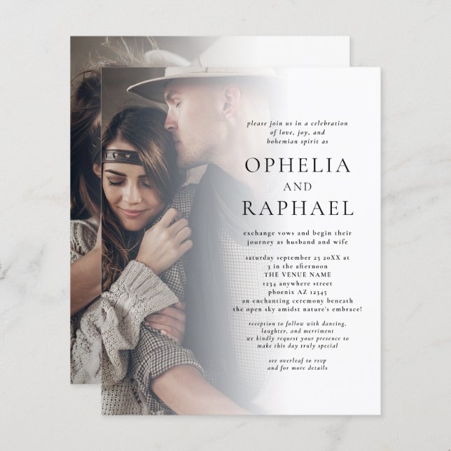 Convite de casamento Boêmia do Código QR do Orçame (Frente/Verso)