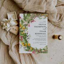 Convite de Casamento Boêmio com Flores Silvestres 