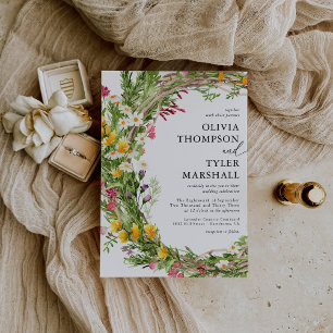Convite de Casamento Boêmio com Flores Silvestres 