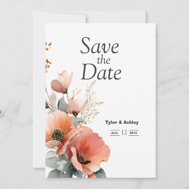 Convite de Casamento Boêmio Floral Elegante (Frente)