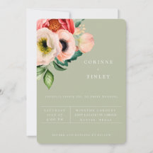 Convite de Casamento Bohemian Blooms Dusty Olive