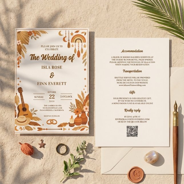Convite de Casamento Boho (Criador carregado)