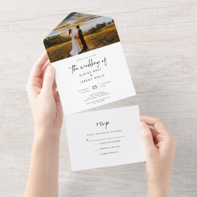 Convite de Casamento Boho All in One (Aba destacável)