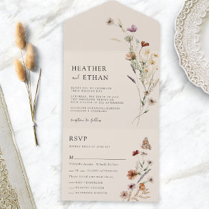 Convite de Casamento Boho All in One