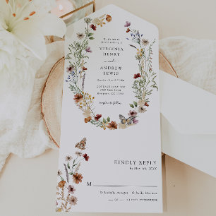 Convite de Casamento Boho All in One