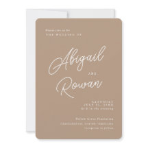 Convite de Casamento Boho Areia Minimalista Letra