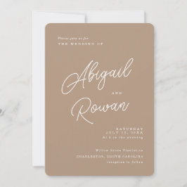 Convite de Casamento Boho Areia Minimalista Letra