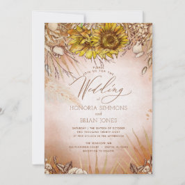Convite de Casamento Boho Beleza Girassol
