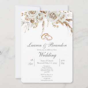 Convite de casamento boho branco Pampas
