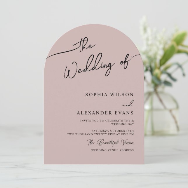Convite de casamento boho-chic, cores pastel. (Em pé/Frente)