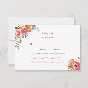 Convite de Casamento Boho Chifre Floral Rosa