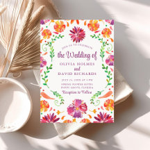 Convite de Casamento Boho Colorido Fiesta Floral M