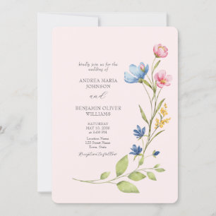 Convite de Casamento Boho com Flores Silvestres e 